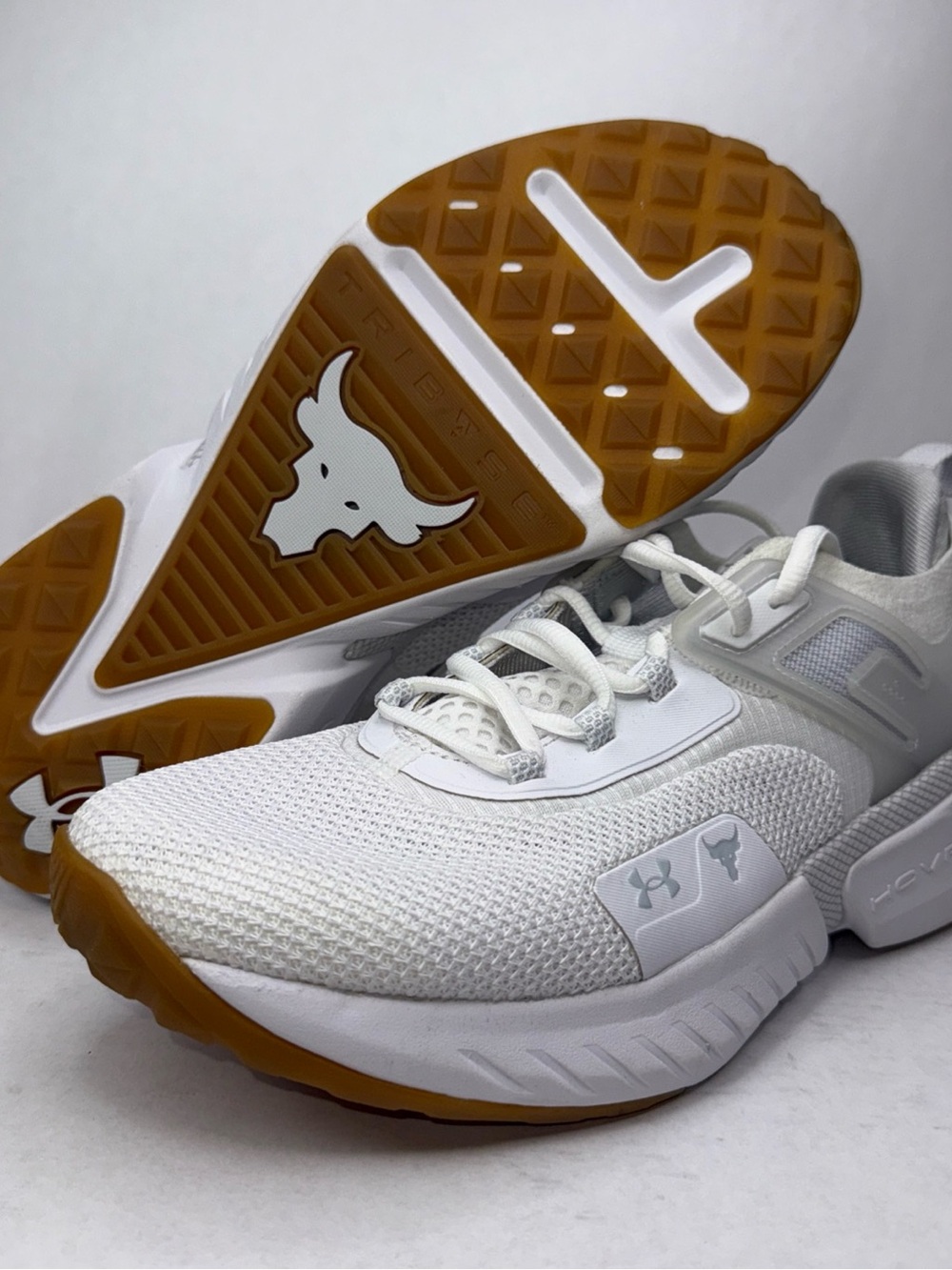 Under Armour Project Rock 5 Men's 10 White Gum Training Shoes 3025435-102